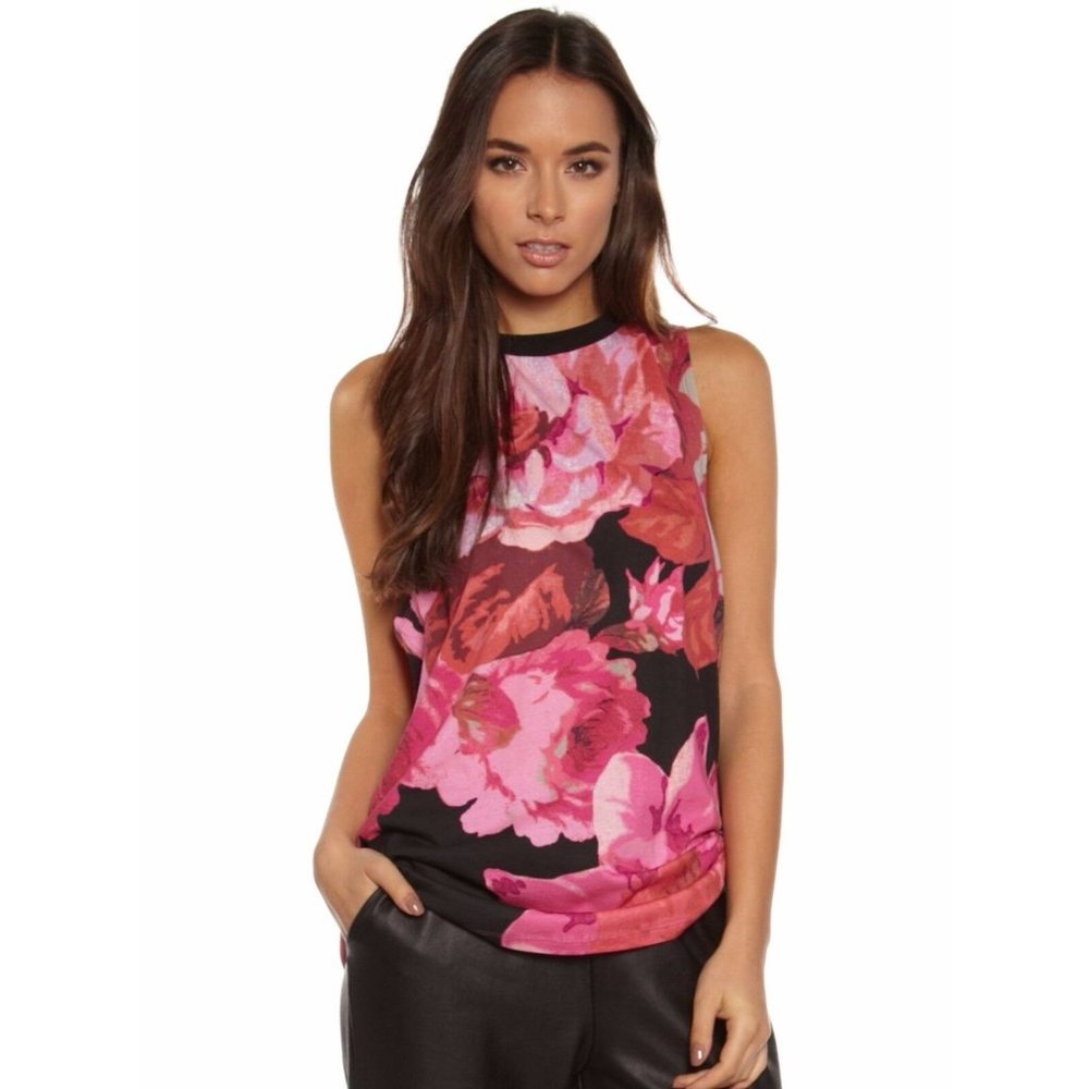 CAMEO The Label EXCLUSIVE PRINT Top PINK Posey FLORAL Elevate Tank COTTON ( XS )